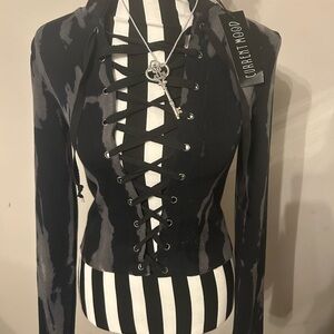 Dolls Kill x Current Mood lace up top small NWT